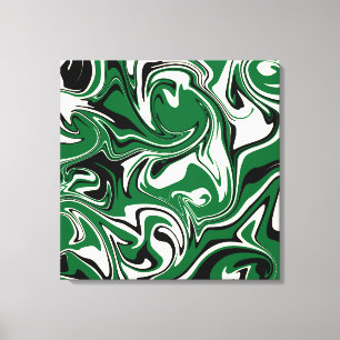 Spill - Green, Cream and Black Canvas Print