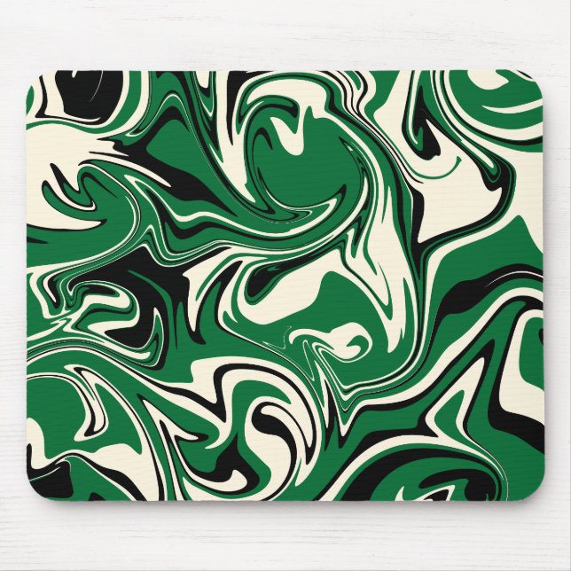 Spill - Green, Cream and Black Mouse Mat (Front)