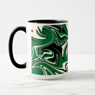Spill - Green, Cream and Black Mug
