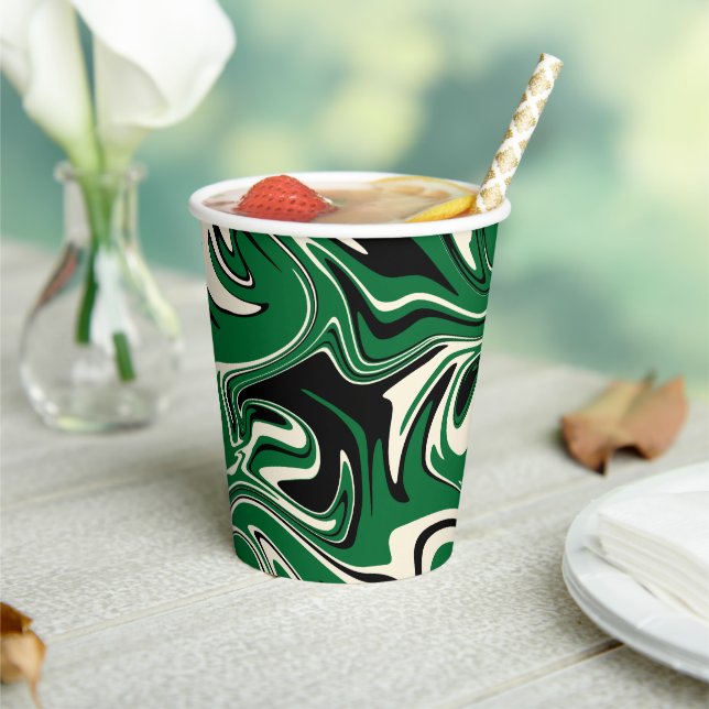 Spill - Green, Cream and Black Paper Cups (Insitu)