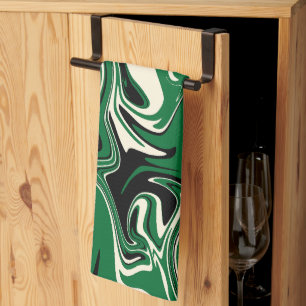 Spill - Green, Cream and Black Tea Towel