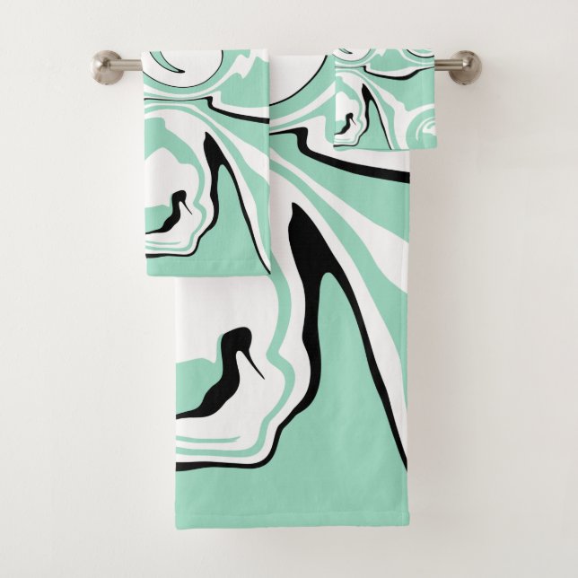 Spill in Green (Mint) Bath Towel Set (Insitu)