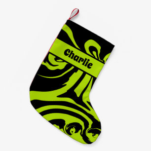Spill in Lime Green and Black Small Christmas Stocking