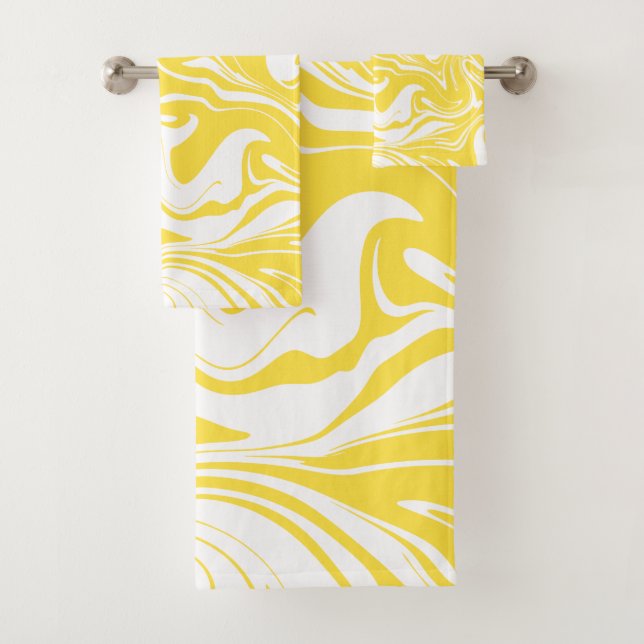 Spill - Lemon Yellow and White Bath Towel Set (Insitu)