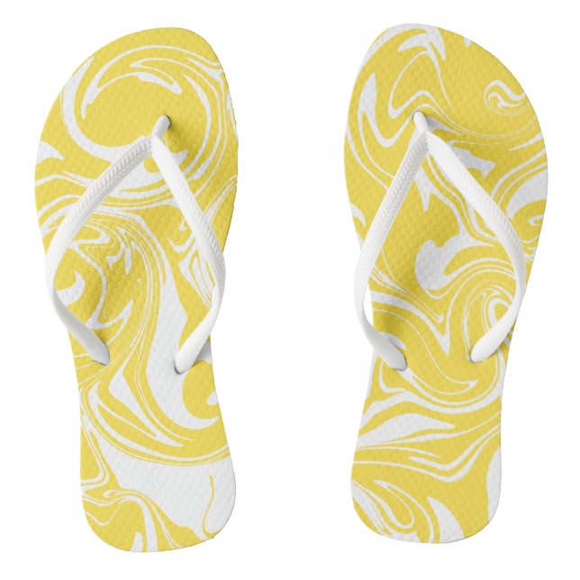 Spill - Lemon Yellow and White  Flip Flops (Footbed)