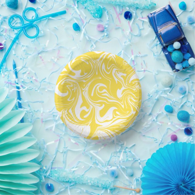 Spill - Lemon Yellow and White Paper Plate (Party)