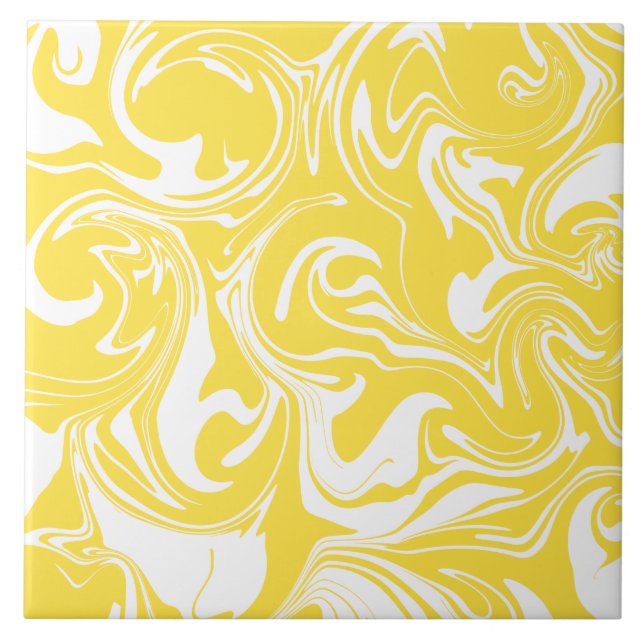 Spill - Lemon Yellow and White  Tile (Front)