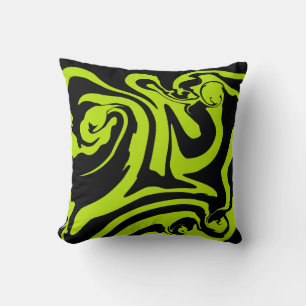 Spill - Lime Green and Black Cushion