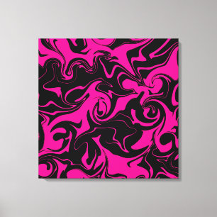 Spill - Magenta and Black Canvas Print
