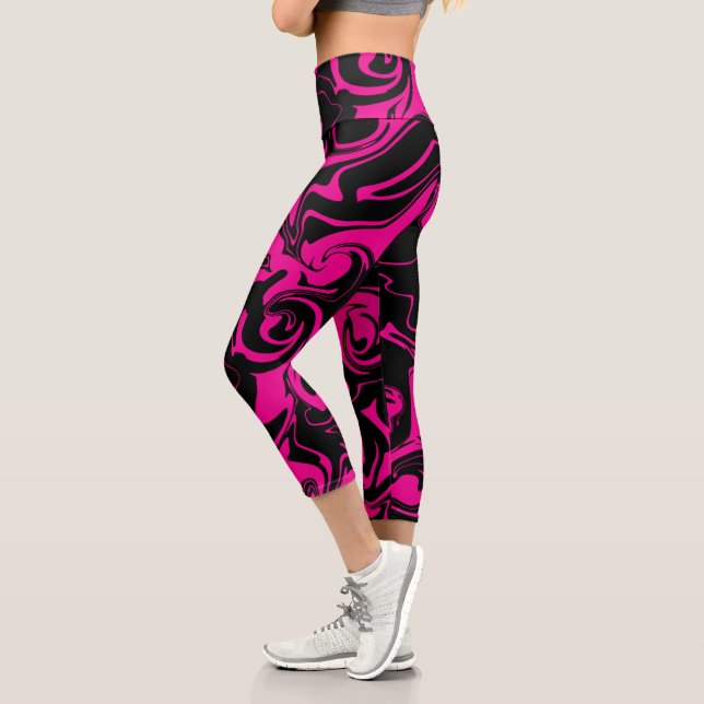 Spill - Magenta and Black Capri Leggings (Left)
