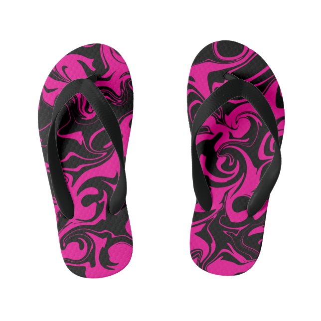 Spill - Magenta and Black Kid's Flip Flops (Footbed)