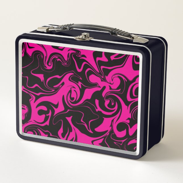 Spill - Magenta and Black Metal Lunch Box (Front)