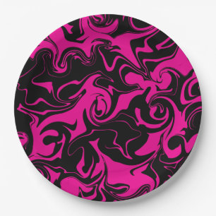 Spill - Magenta and Black Paper Plate