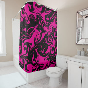 Spill - Magenta and Black Shower Curtain
