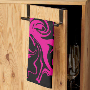 Spill - Magenta and Black Tea Towel