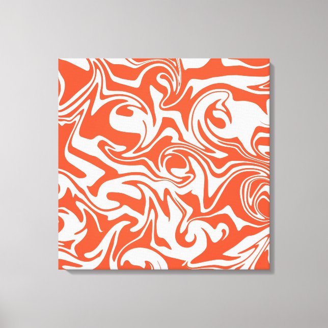Spill - Orange and White Canvas Print (Front)