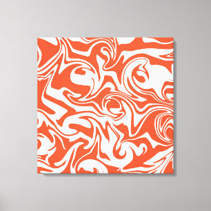 Spill - Orange and White Canvas Print
