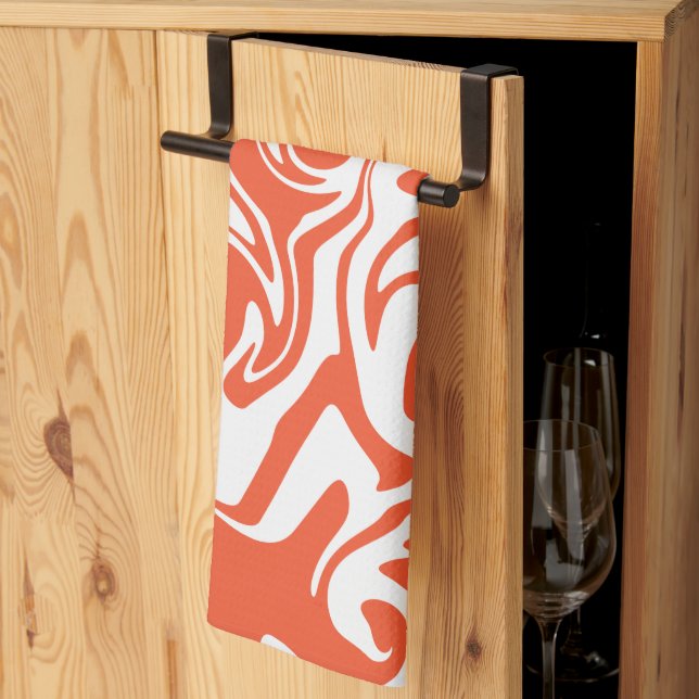 Spill - Orange and White Tea Towel (Thirds Fold)