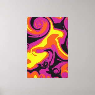 Spill - Orange, Black, Pink and Yellow Canvas Print