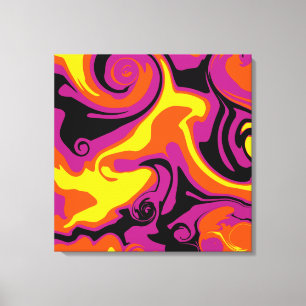 Spill - Orange, Black, Pink and Yellow Canvas Print
