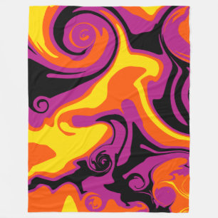 Spill - Orange, Black, Pink and Yellow Fleece Blanket