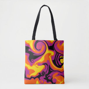 Spill - Orange, Black, Pink and Yellow Tote Bag