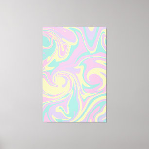 Spill - Pastel Pink, Yellow, Purple and Green Canvas Print