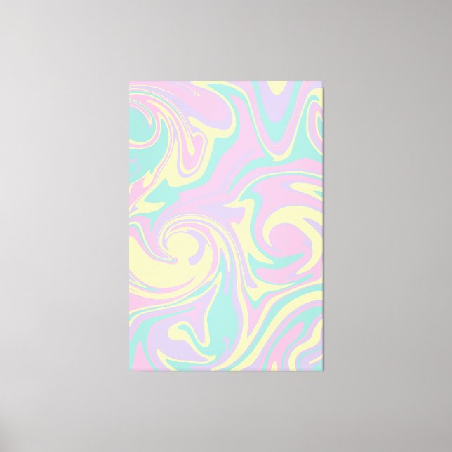 Spill - Pastel Pink, Yellow, Purple and Green  Canvas Print (Front)