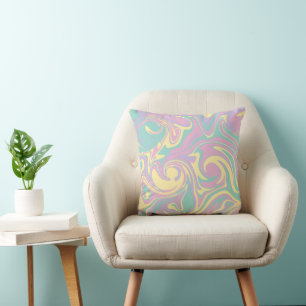 Spill - Pastel Pink, Yellow, Purple and Green Cushion