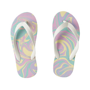 Spill - Pastel Pink, Yellow, Purple and Green  Kid's Flip Flops