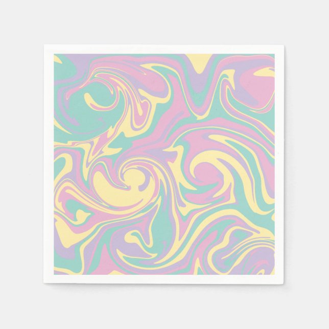 Spill - Pastel Pink, Yellow, Purple and Green Napkin (Front)
