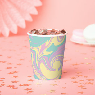 Spill - Pastel Pink, Yellow, Purple and Green Paper Cups