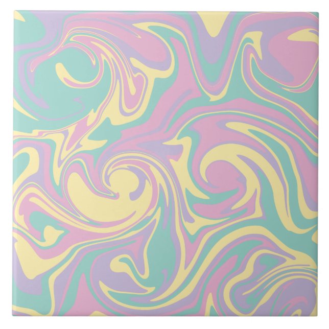 Spill - Pastel Pink, Yellow, Purple and Green  Tile (Front)