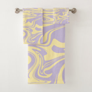 Spill - Pastel Yellow and Purple Bath Towel Set