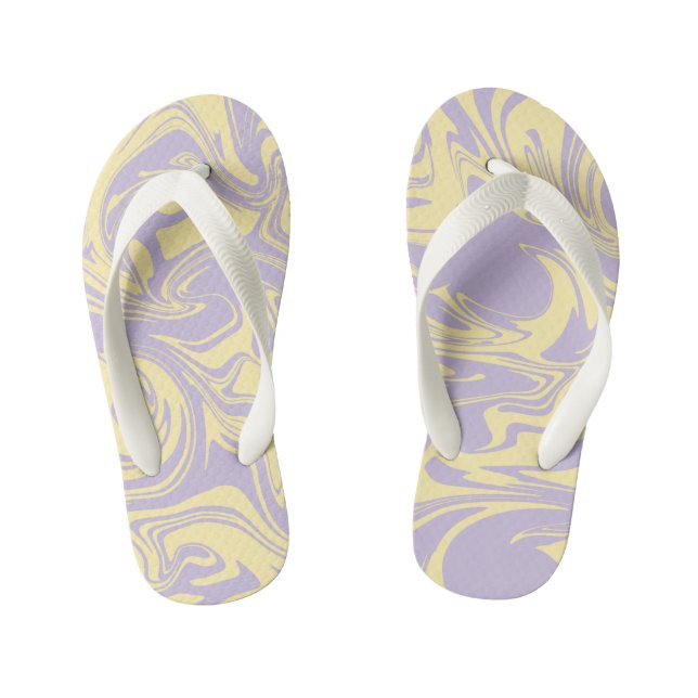 Spill - Pastel Yellow and Purple Kid's Flip Flops (Footbed)