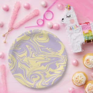 Spill - Pastel Yellow and Purple Paper Plate