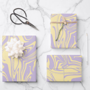 Spill - Pastel Yellow and Purple Wrapping Paper Sheet