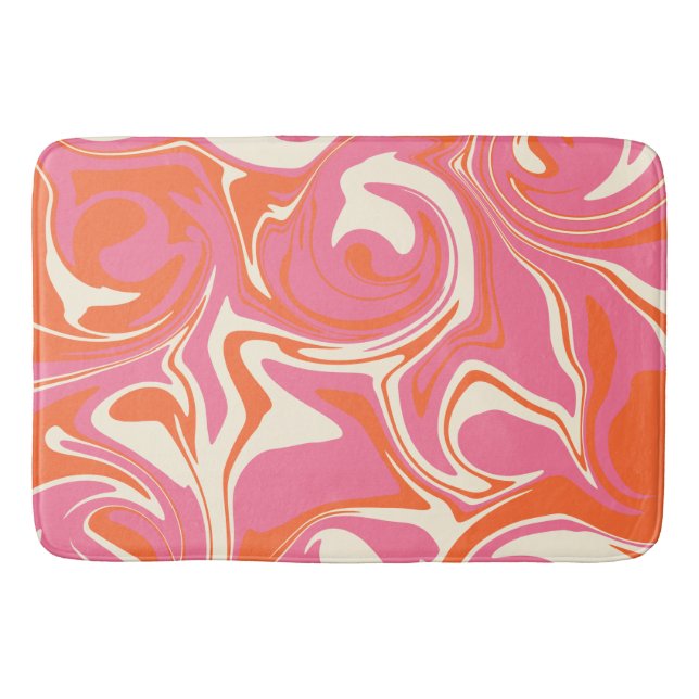 Spill - Pink, Orange and Cream Bath Mat (Front)