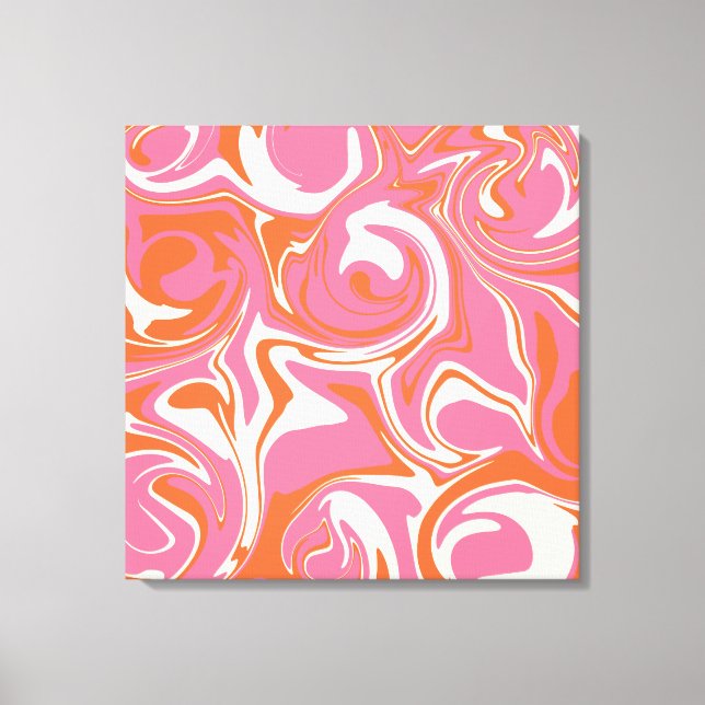 Spill - Pink, Orange and Cream Canvas Print (Front)
