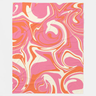 Spill - Pink, Orange and Cream Fleece Blanket