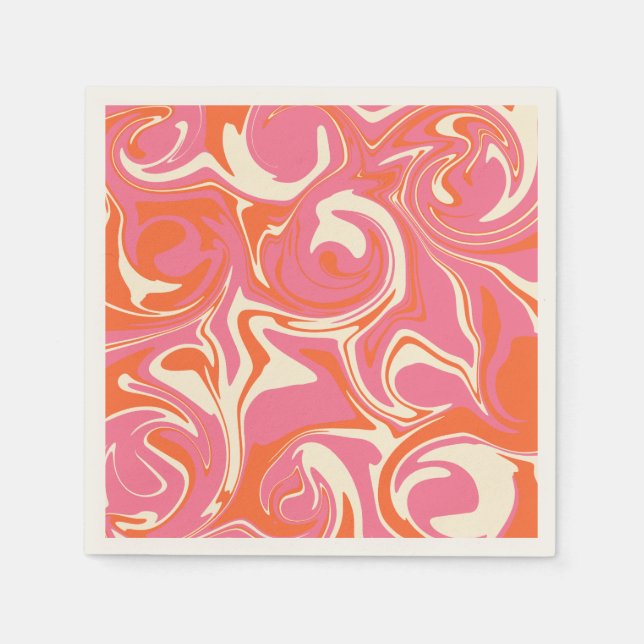 Spill - Pink, Orange and Cream Napkin (Front)