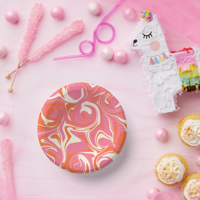 Spill - Pink, Orange and Cream Paper Plate (Party)
