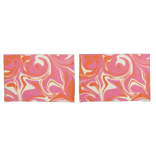 Spill - Pink, Orange and Cream Pillowcase
