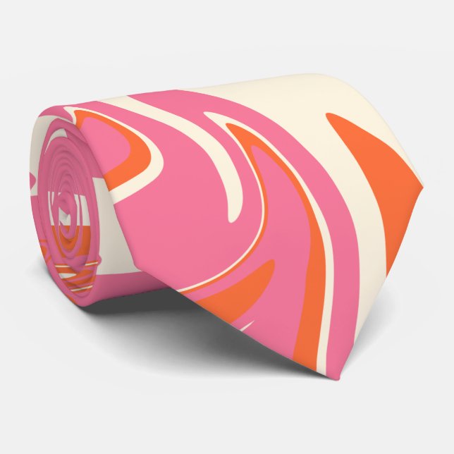 Spill - Pink, Orange and Cream Tie (Rolled)