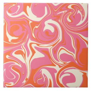 Spill - Pink, Orange and Cream Tile