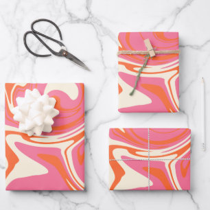 Spill - Pink, Orange and Cream Wrapping Paper Sheet
