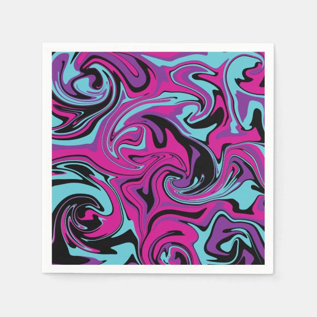 Spill - Pink, Purple, Blue and Black Napkin (Front)