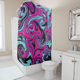 Spill - Pink, Purple, Blue and Black Shower Curtain