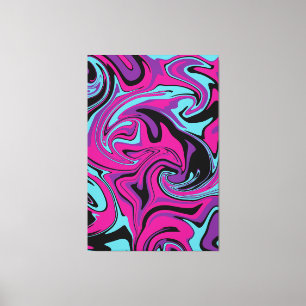 Spill - Pink, Purple, Blue and Black Throw Pillow Canvas Print