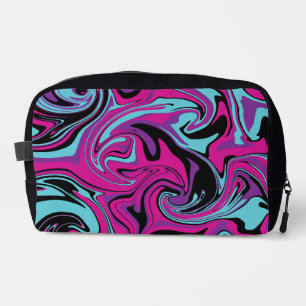 Spill - Pink, Purple, Blue and Black Throw Pillow Dopp Kit